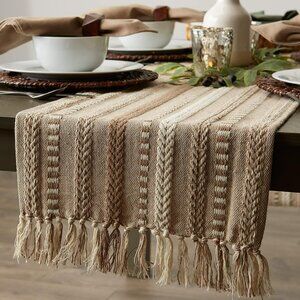 Boho Decor Table Runner Bohemian Braided Tassel Farmhouse 15x72